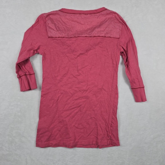 Aeropostale Y2K Juniors Women's Size Large Pink 3/4 Sleeve Henley Shirt - Picture 6 of 6